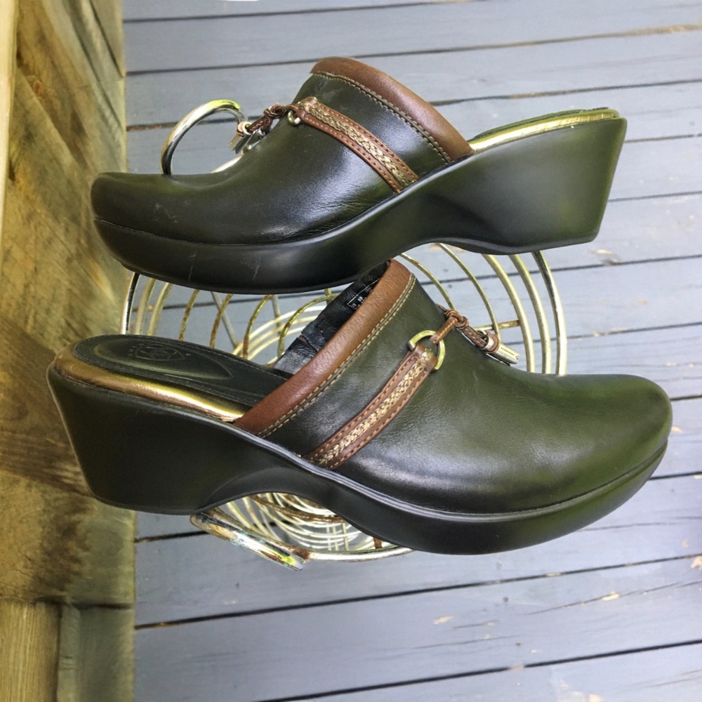 Ariat Black Brown Leather Slip On Tasseled Mules US 8 / EU 39